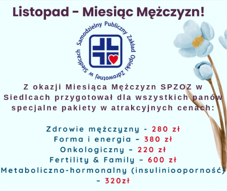SPZOZ w Siedlcach zaprasza na badania laboratoryjne z okazji Miesiąca Mężczyzn!