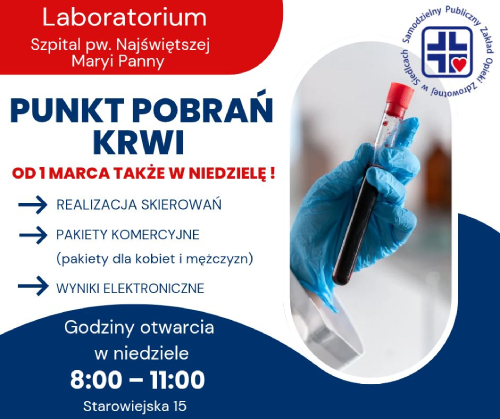 Badania krwi w&nbsp;NIEDZIELE